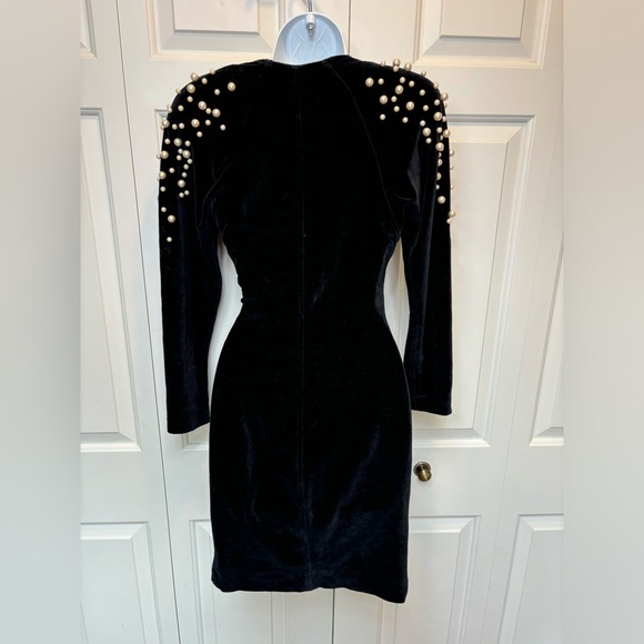 Tadashi Shoji Velvet Wrap Dress with Pearls - Picture 4 of 11
